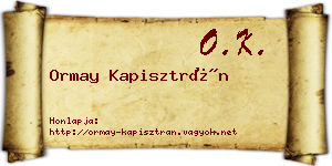 Ormay Kapisztrán névjegykártya